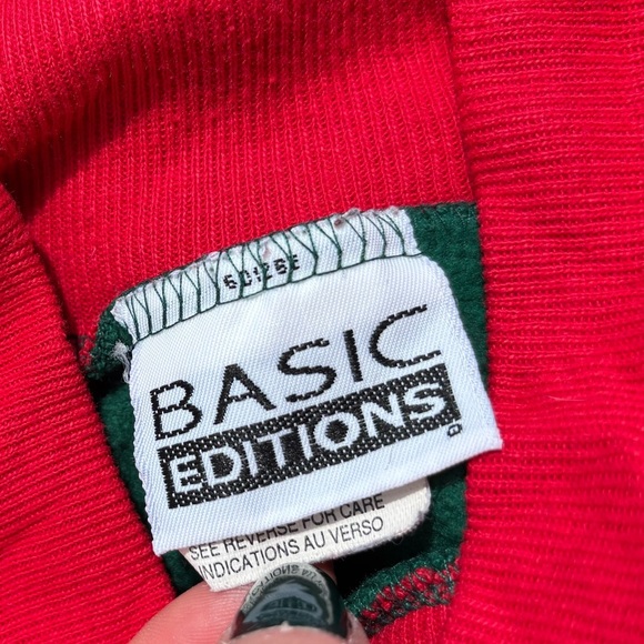 Vtg Basic Editions Mock Neck Sweatshirt XL Green Dog Cat Window Cottagecore USA - Picture 5 of 6